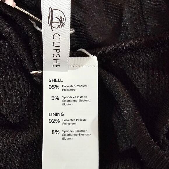 Cupshe Happy Ending Ruffle Ribbed One Piece Swimsuit Black NWT - Picture 5 of 6